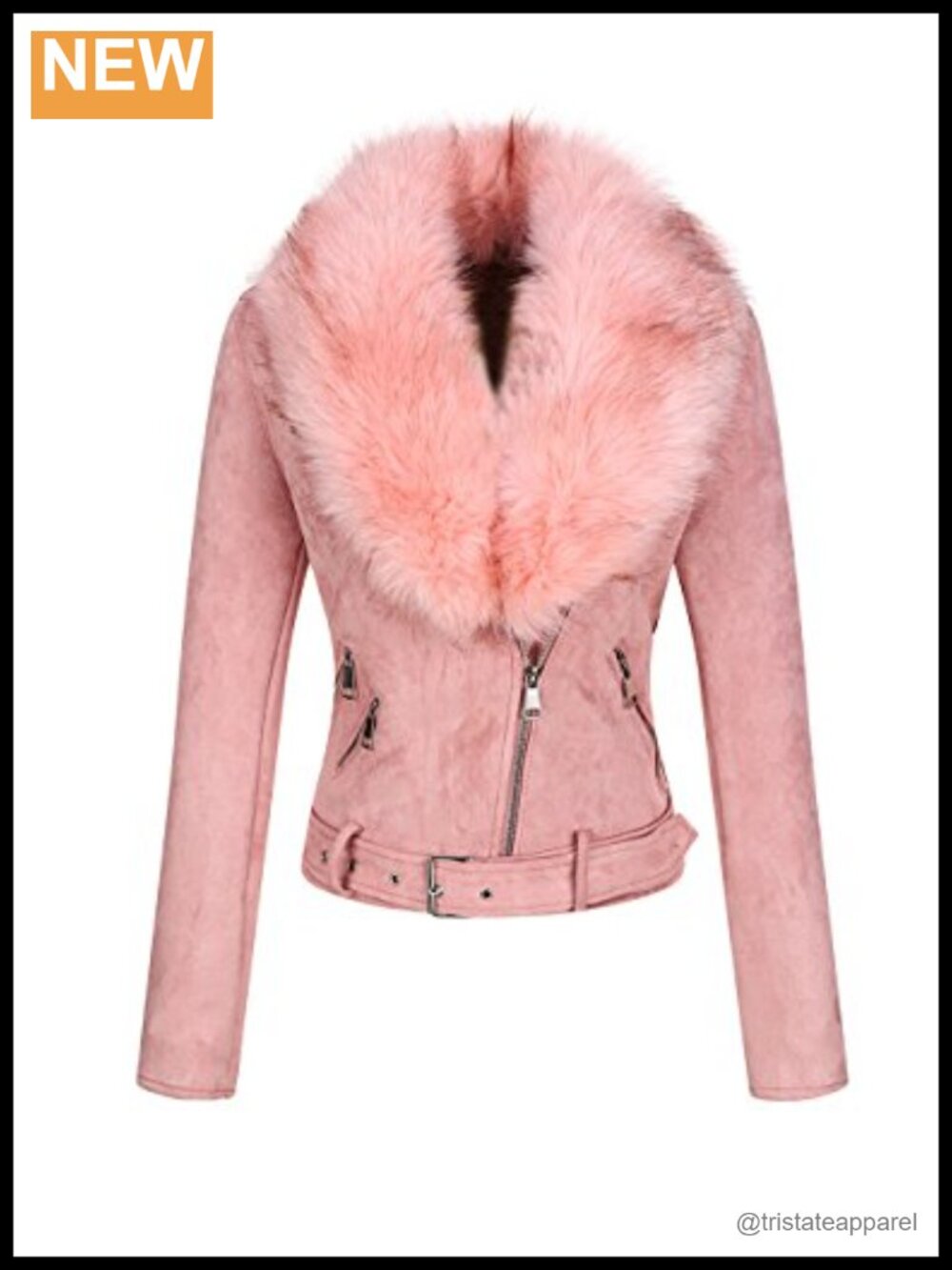 Women Faux Suede Moto Biker Jacket Sherpa-Lined Winter Coat